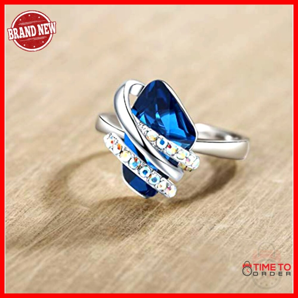 Adjustable Open Crystal Birthstone Ring Size 6.5-… - image 2